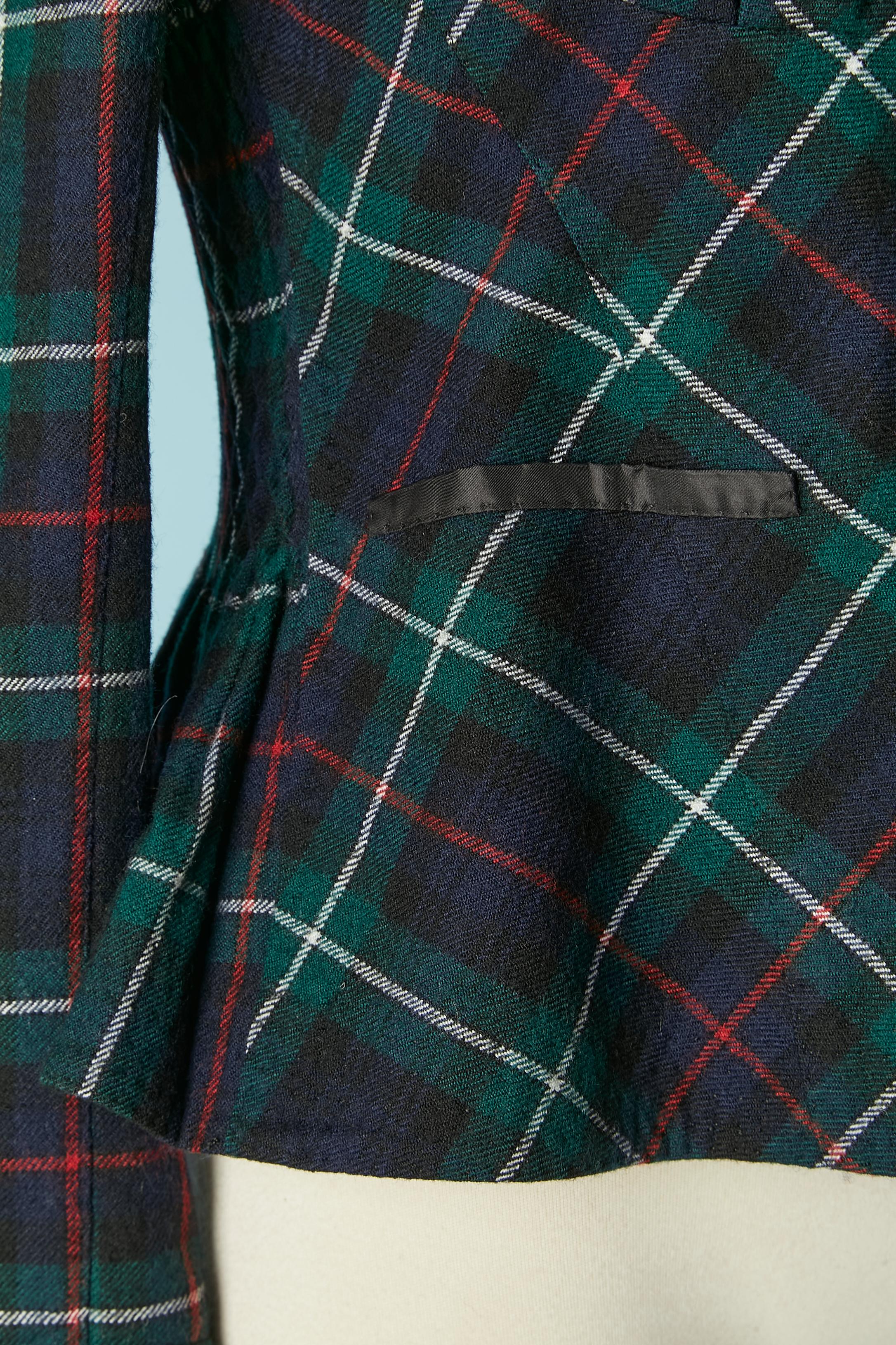 Green wool Tartan single breasted jacket with taffetas collar Louis Vuitton In Excellent Condition For Sale In Saint-Ouen-Sur-Seine, FR