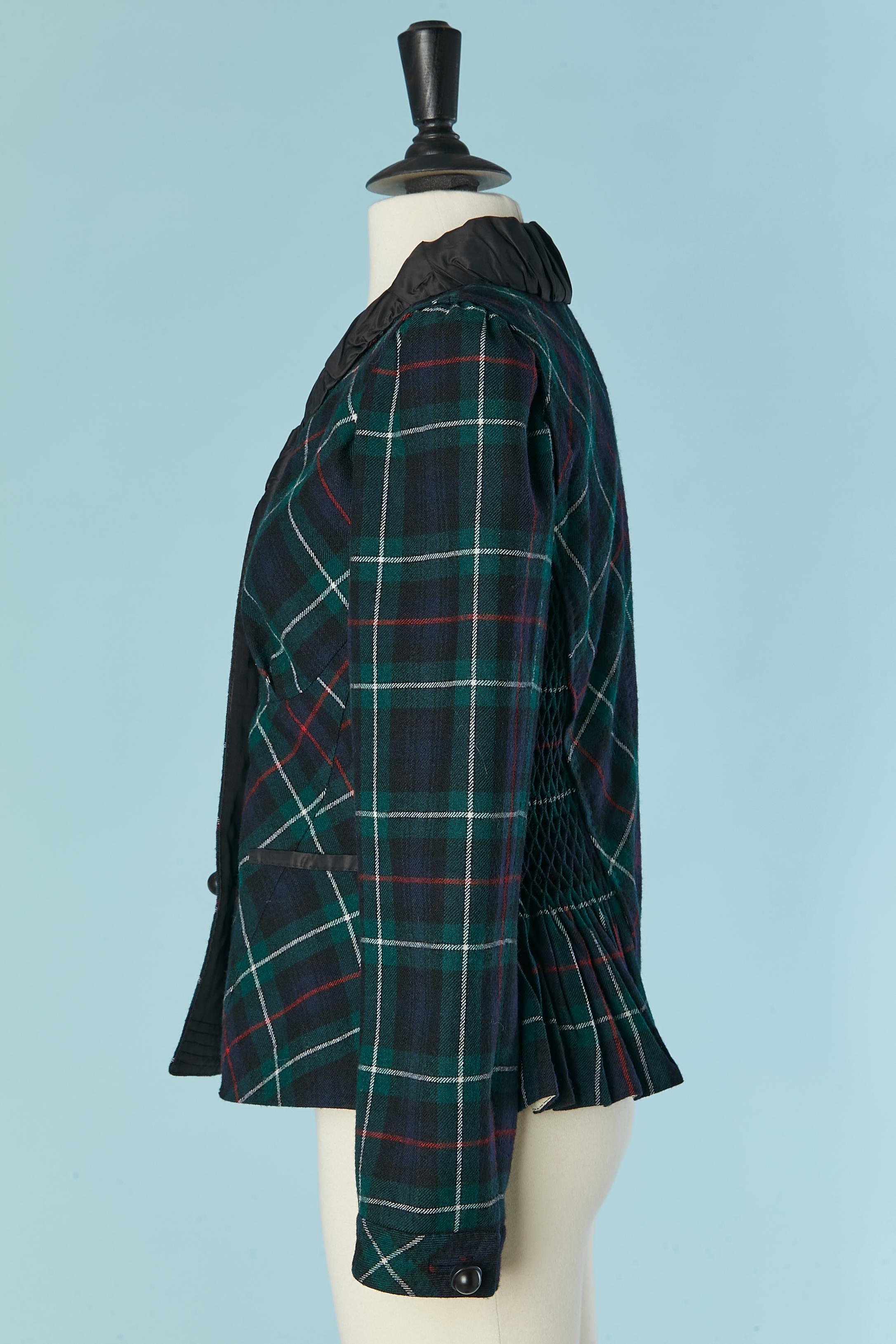 Women's Green wool Tartan single breasted jacket with taffetas collar Louis Vuitton For Sale