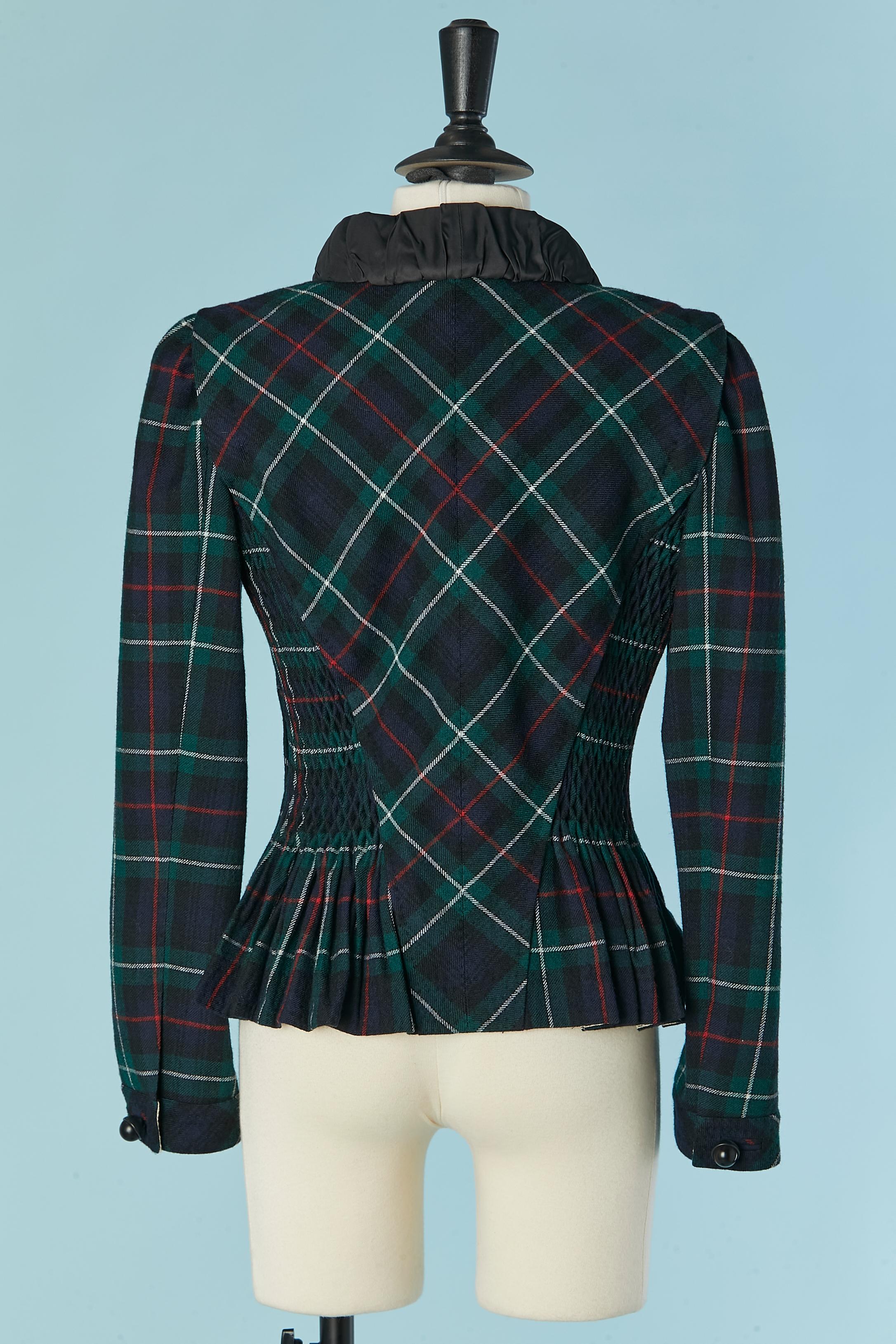 Green wool Tartan single breasted jacket with taffetas collar Louis Vuitton For Sale 1