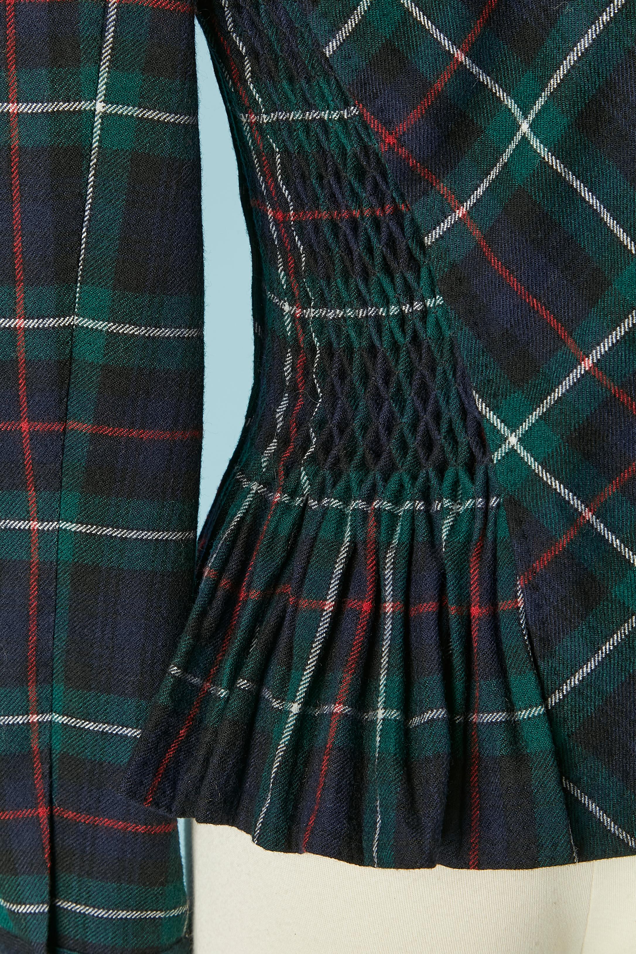 Green wool Tartan single breasted jacket with taffetas collar Louis Vuitton For Sale 2