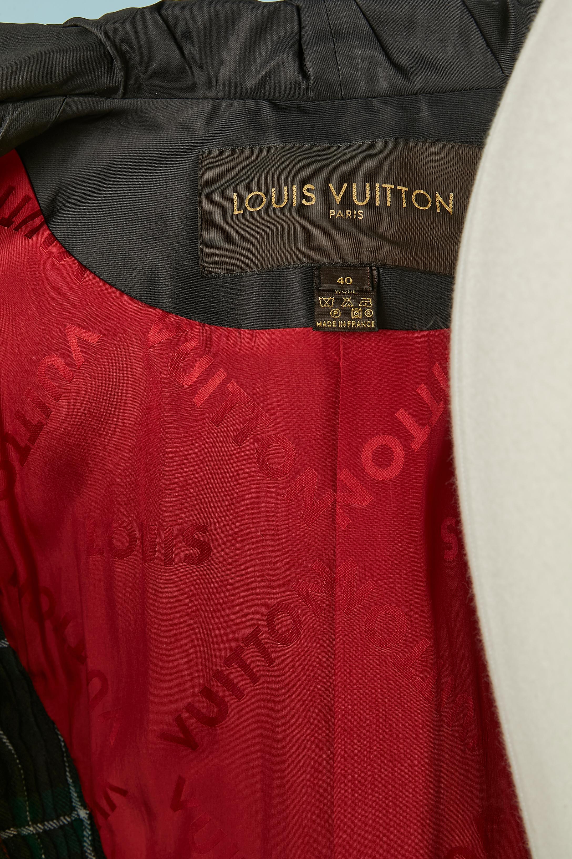 Green wool Tartan single breasted jacket with taffetas collar Louis Vuitton For Sale 3