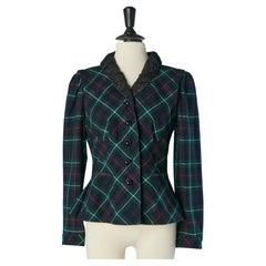 Green wool Tartan single breasted jacket with taffetas collar Louis Vuitton