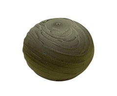 Green, Yellow and Grey Textured Hand Made Earthenware Vase, Contemporary, USA