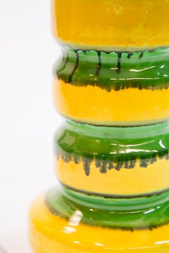 Green-Yellow Glazed Ceramic Table Lamp, 1970s