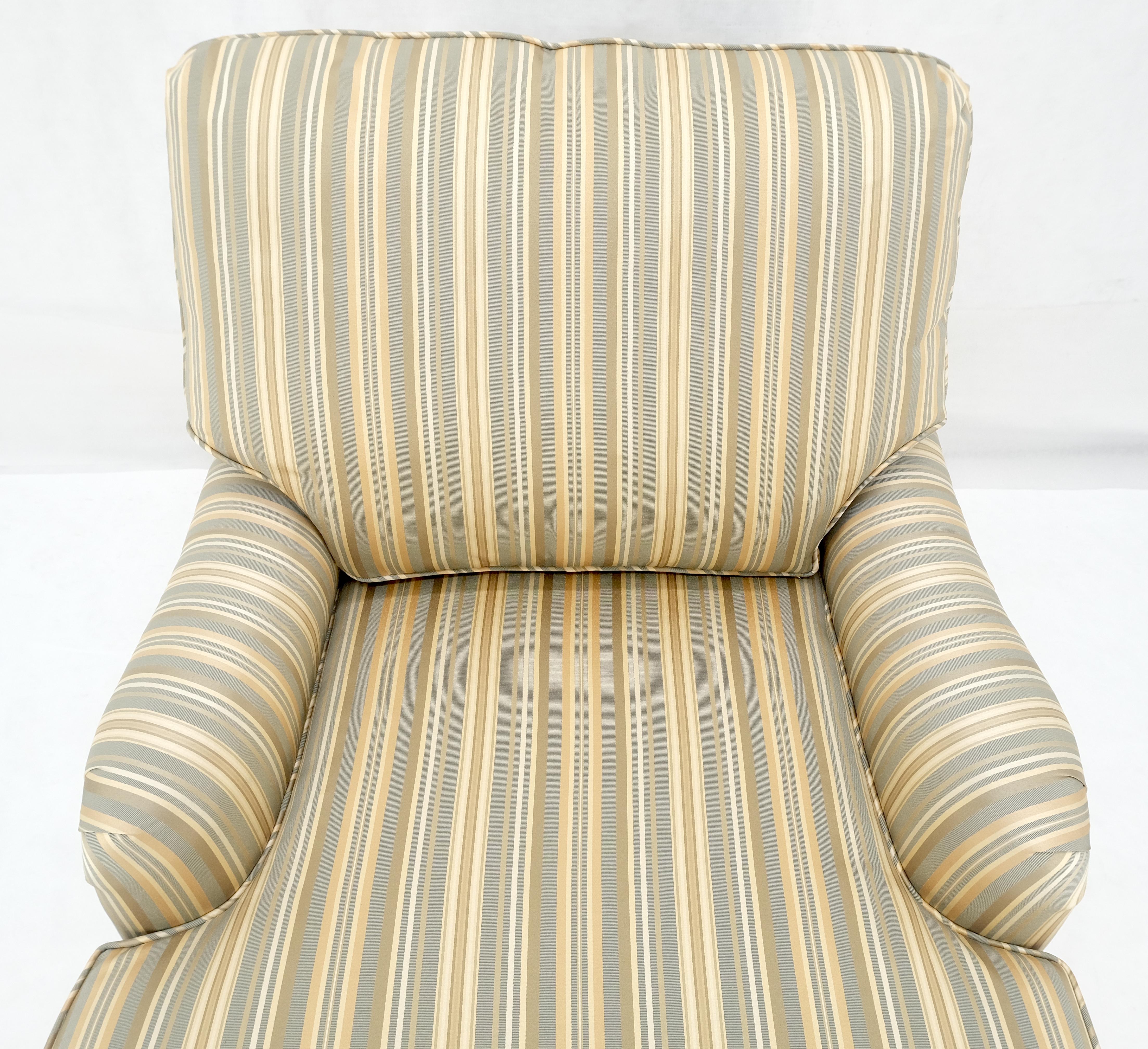 Green Yellow Grey Stripes Upholstered French Style Country French Chaise Lounge For Sale 5