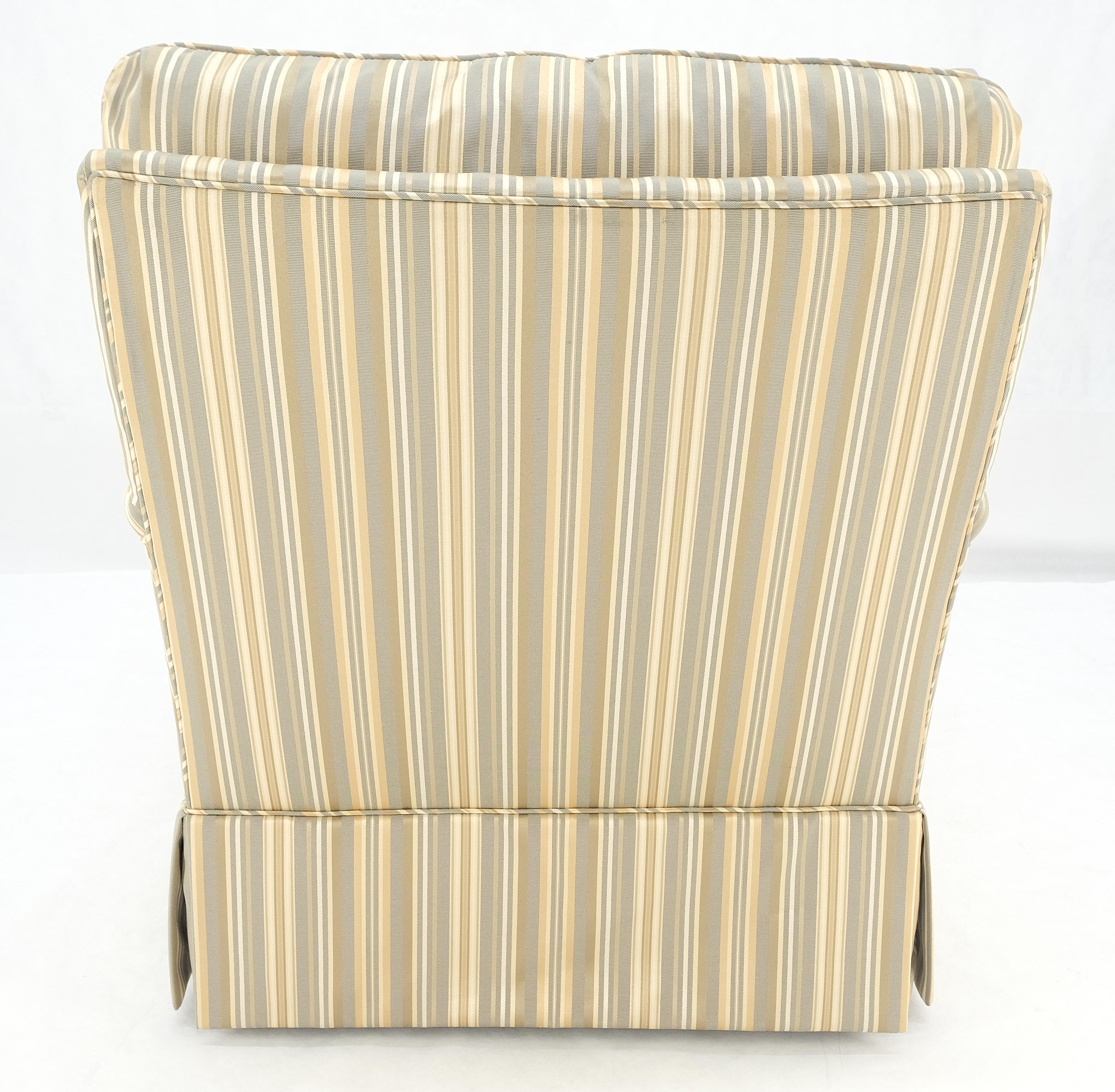 Green Yellow Grey Stripes Upholstered French Style Country French Chaise Lounge For Sale 6