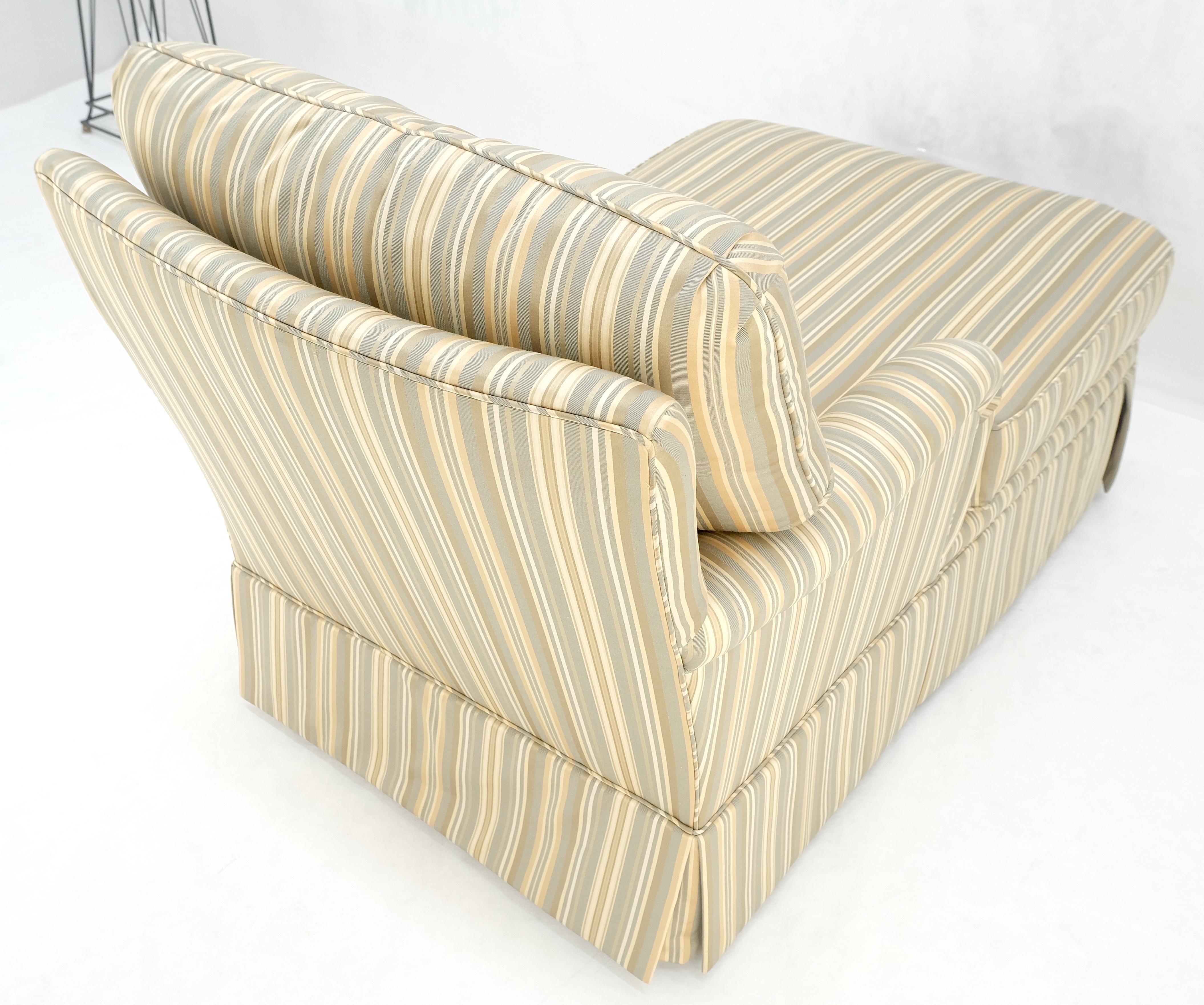Green Yellow Grey Stripes Upholstered French Style Country French Chaise Lounge For Sale 7