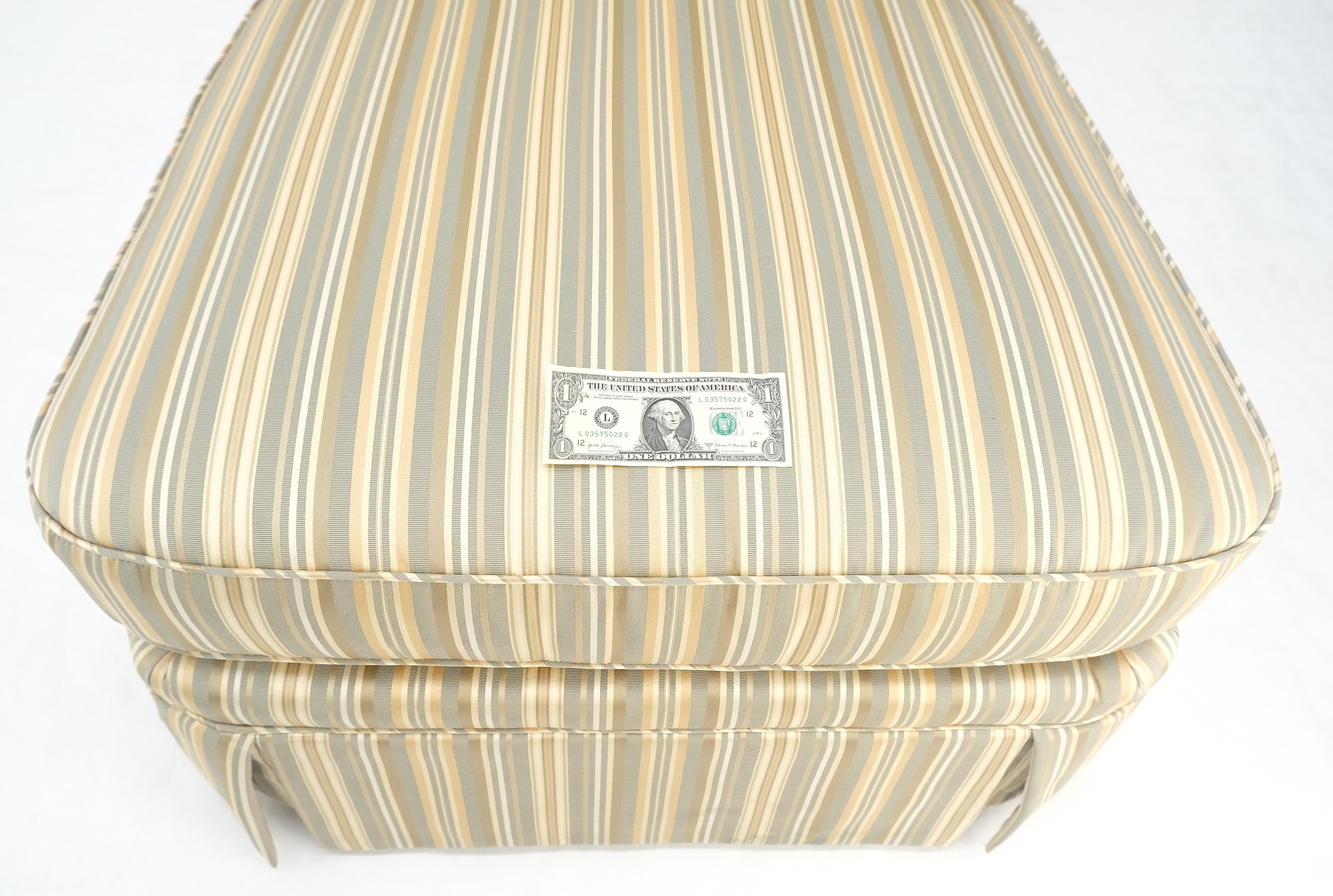 Green Yellow Grey Stripes Upholstered French Style Country French Chaise Lounge For Sale 3