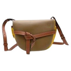 Green & yellow leather small Gate bag