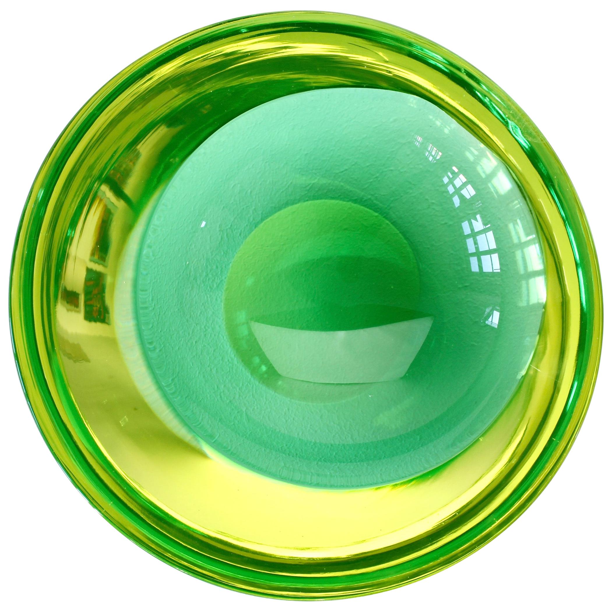 Green & Yellow Murano Sommerso Glass Bowl Antonio Da Ros for Cenedese Attributed