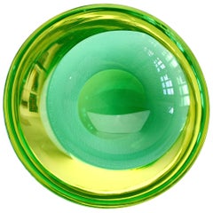 Grüne & gelbe Murano Sommerso-Glasschale aus Muranoglas, Antonio Da Ros für Cenedese zugeschrieben