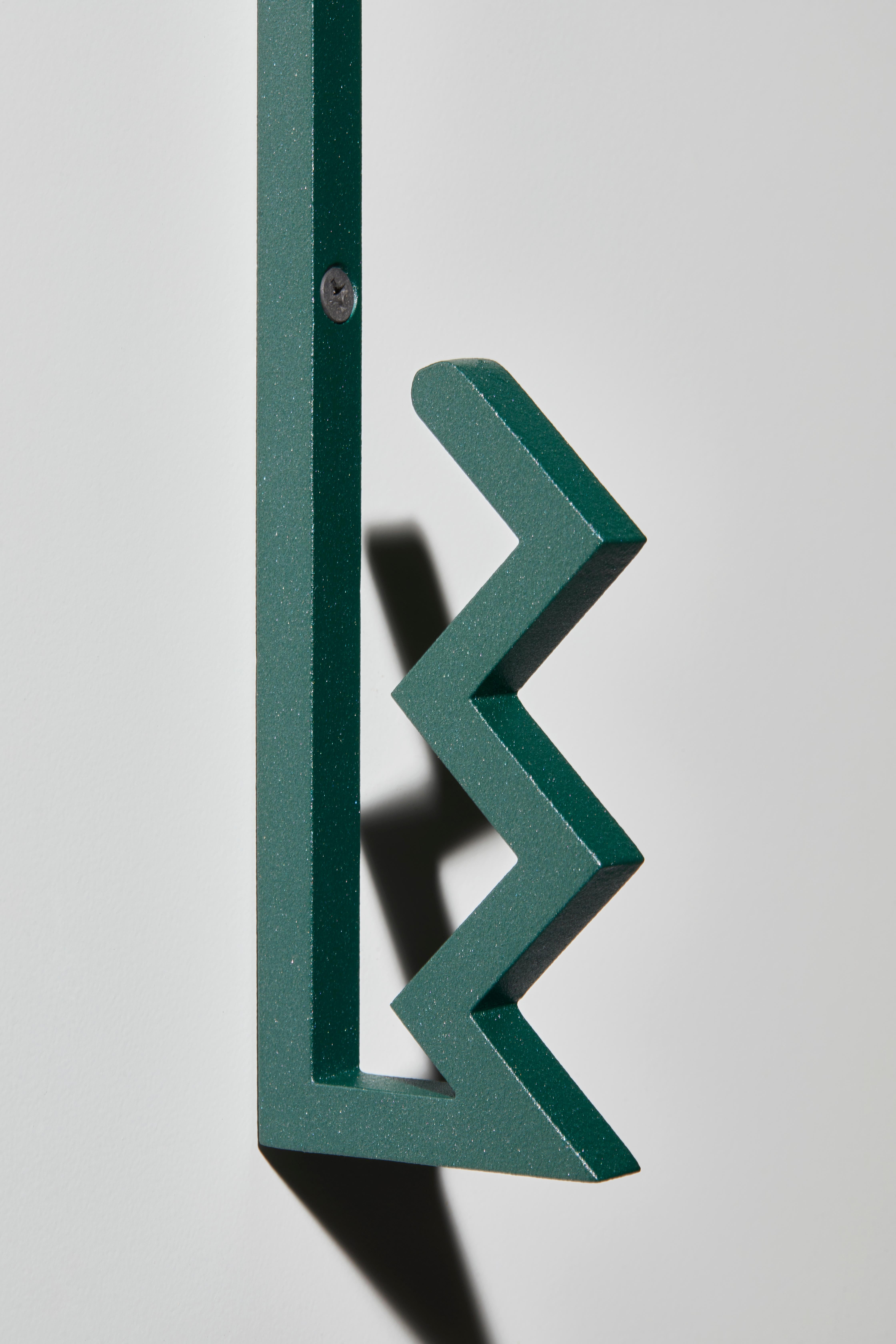 Art Deco Green Zag, Coat Hooks by Bling Design Studio for La Chance For Sale