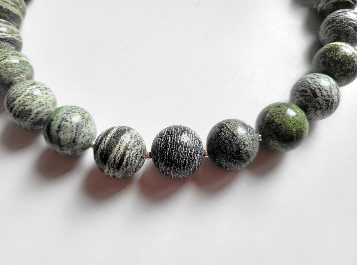 Green Zebra Jasper Necklace In New Condition For Sale In Chesterland, OH