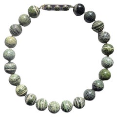 Used Green Zebra Jasper Necklace