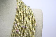 Green Zircon and Sapphire Multi-Rank Necklace with Bakelite Clasp