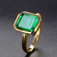 Green Zircon Ring Yellow Gold Plated