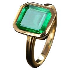 Green Zircon Ring Yellow Gold Plated
