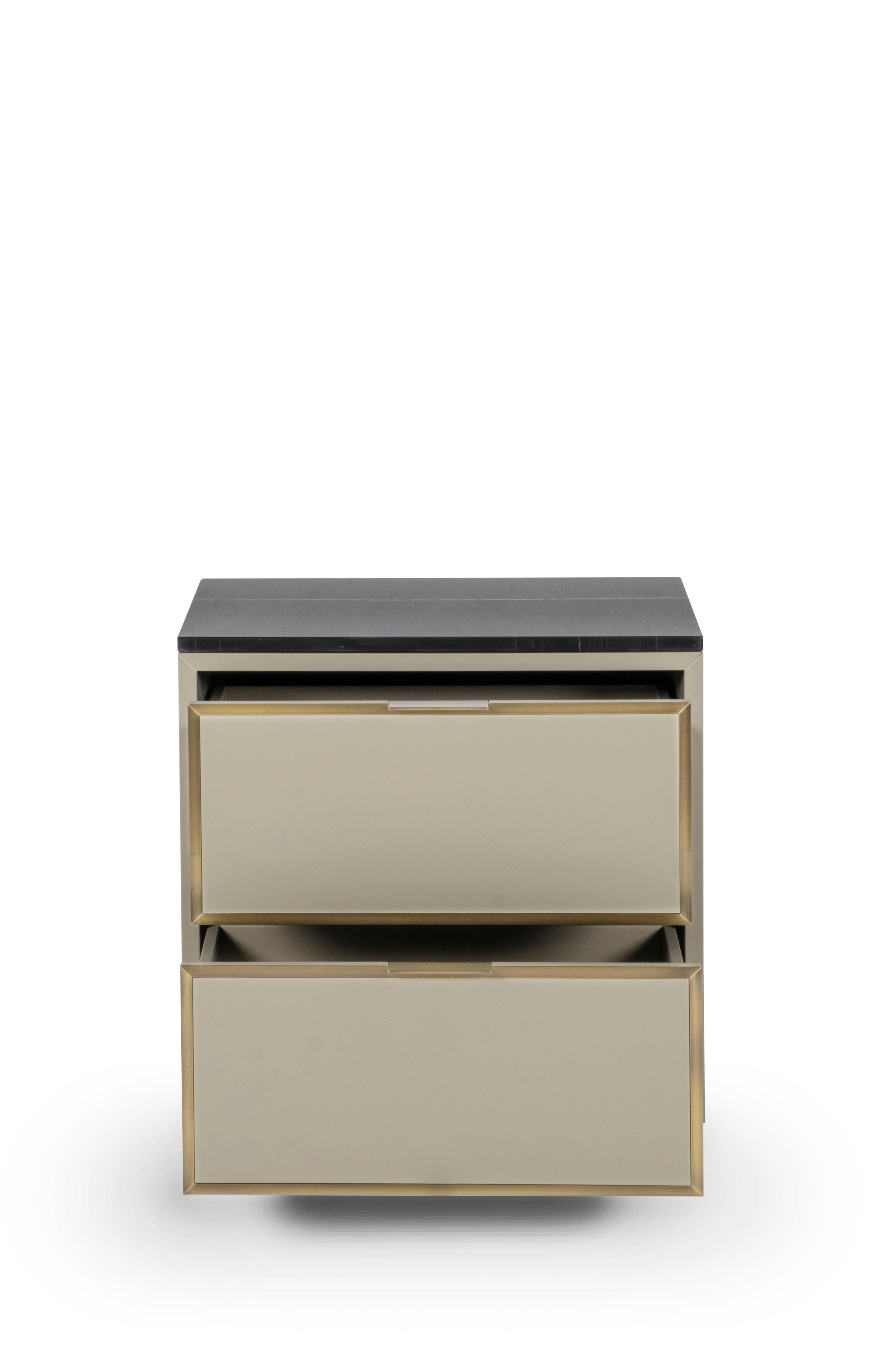 Modern Coupe Nightstands Sahara Noir Marble Handmade in Portugal by Greenapple In New Condition For Sale In Lisboa, PT