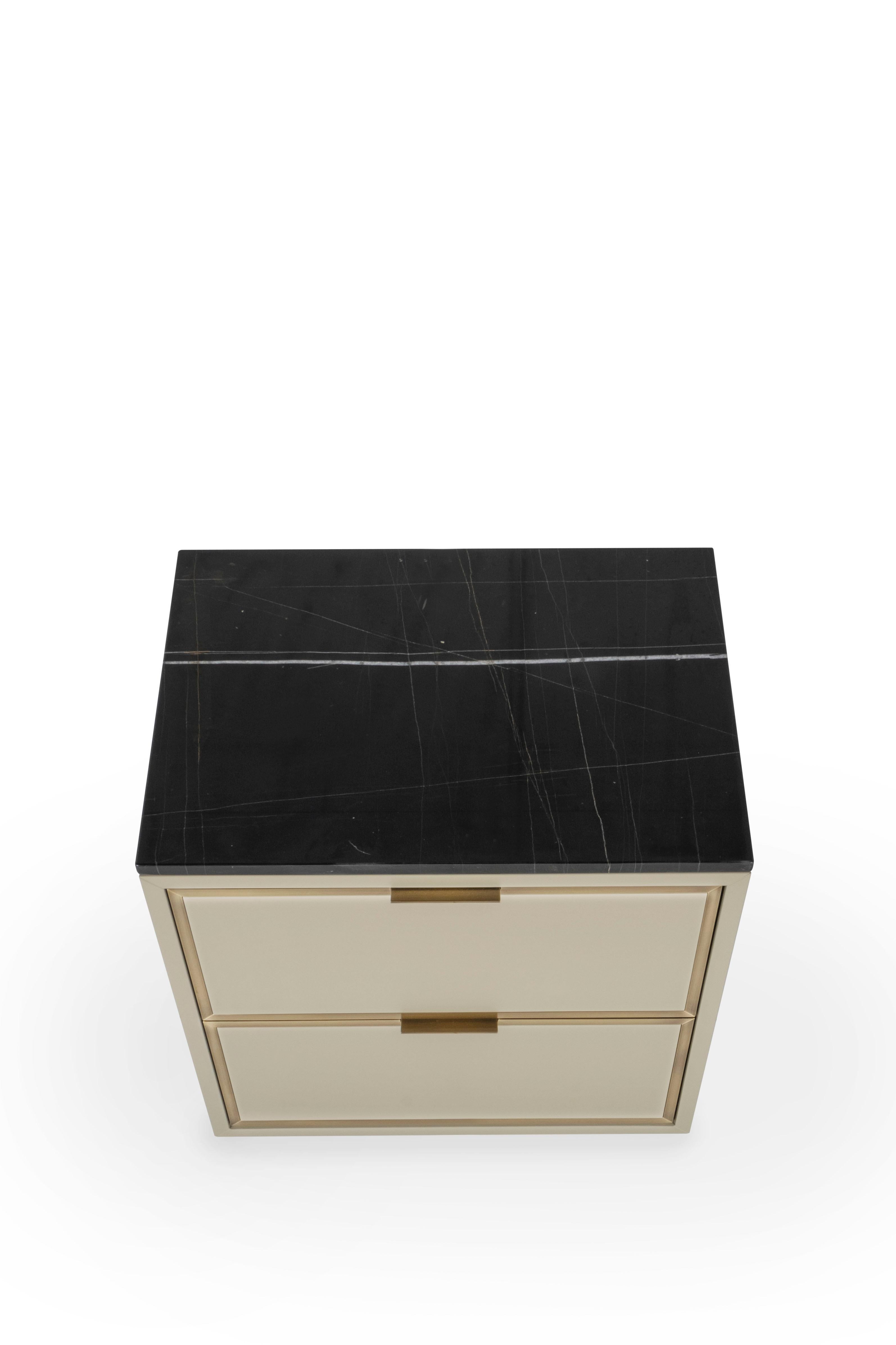 Contemporary Modern Coupe Nightstands Sahara Noir Marble Handmade in Portugal by Greenapple For Sale