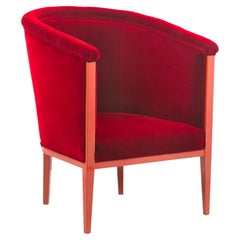 Fauteuil Art Déco Écarlate DEDAR Velours de coton rouge Fait main Portugal Greenapple