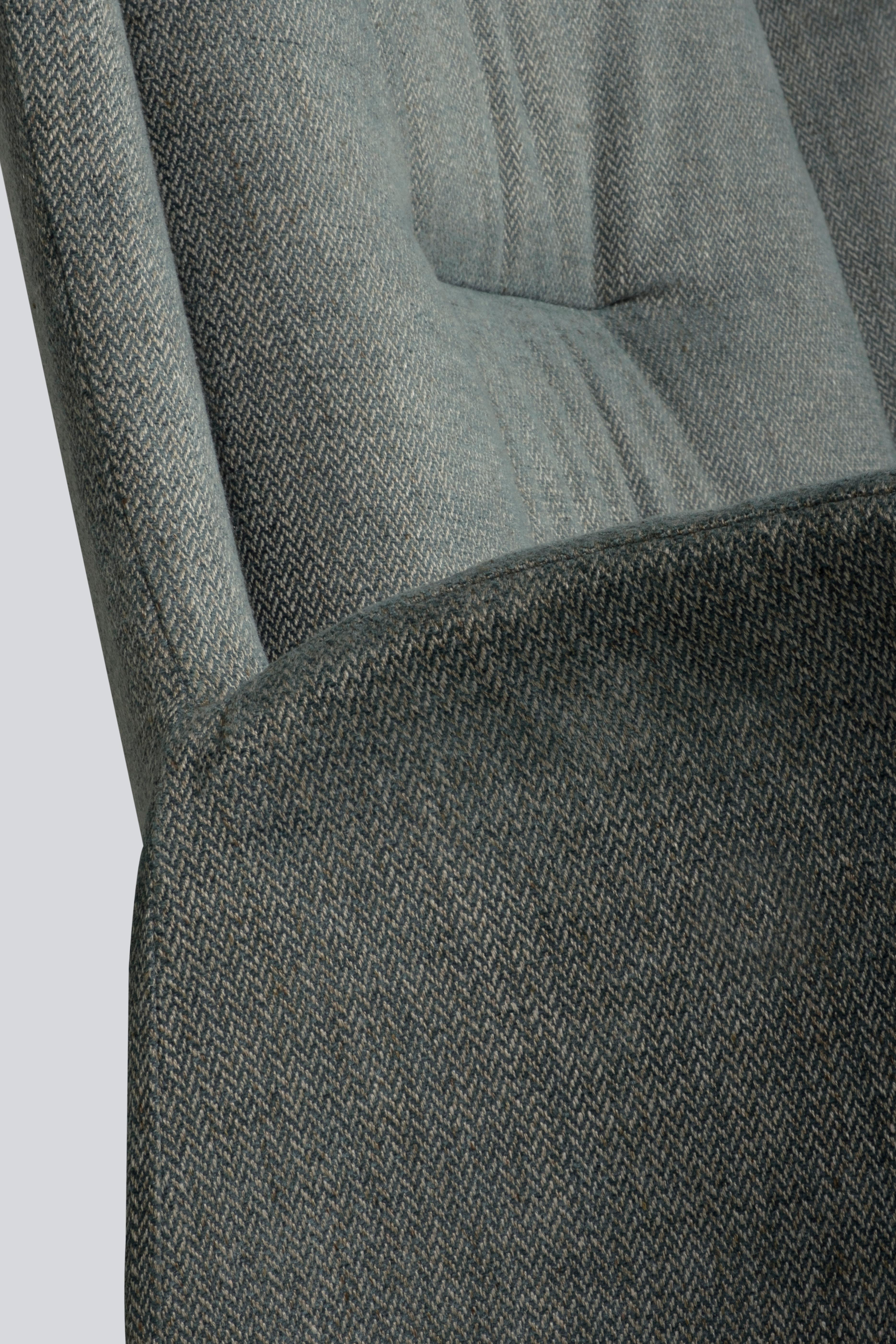 Modern Barao Lounge Chair, Blue Green Chevron, Handmade Portugal by Greenapple For Sale 1