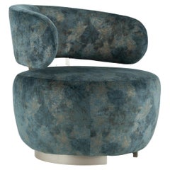 Modern Caju Lounge Chair, Blue-Green Velvet, Handmade in Portugal by Greenapple