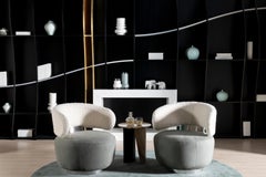 The Modernity Caju Lounge Chair, Swivel, Leather, Bouclé, Greenapple