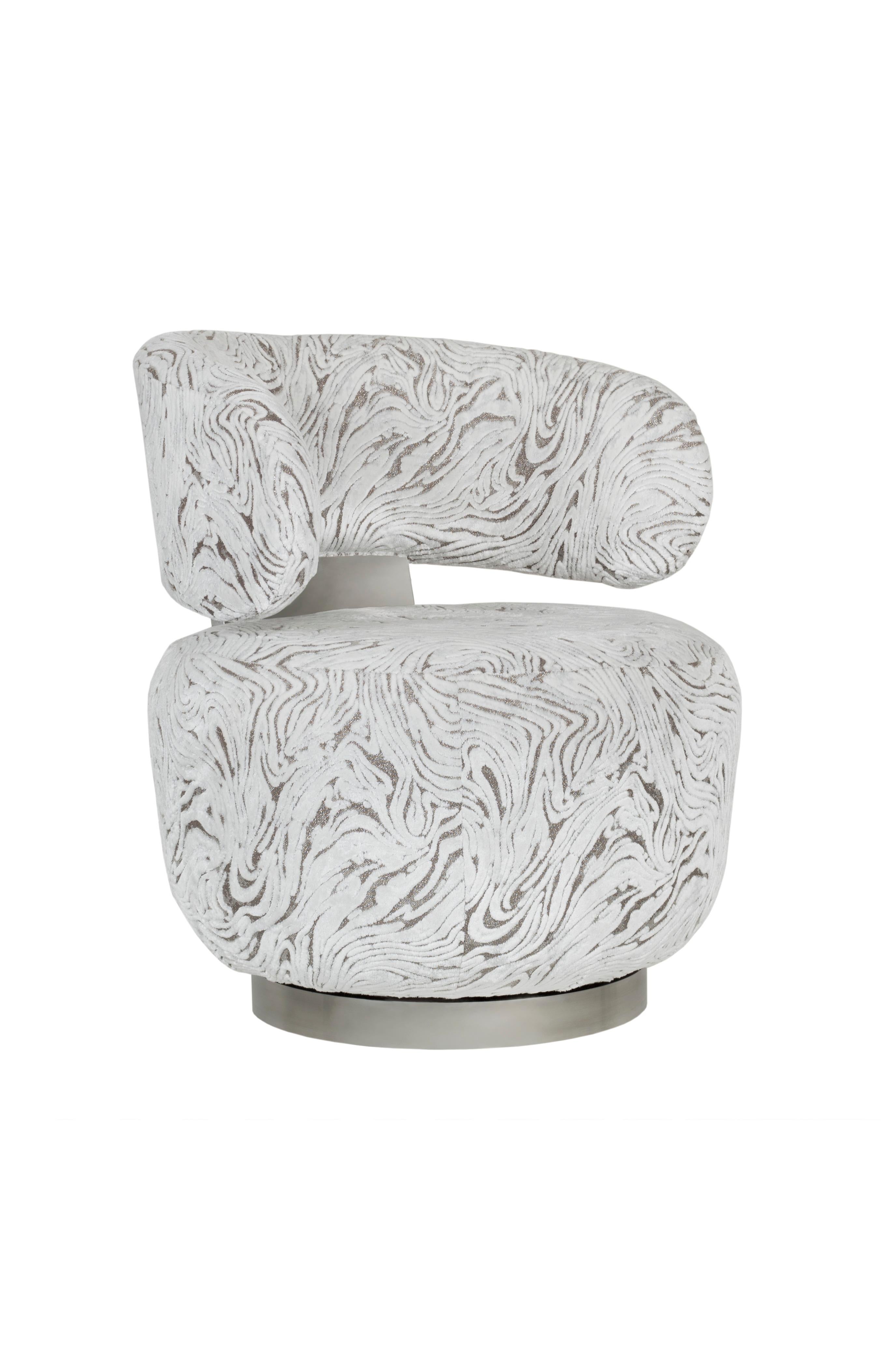 Modern Caju Lounge Chair, Swivel, Velvet, Handmade in Portugal by Greenapple For Sale 3