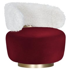 Modern Caju Lounge Chair Cotton Velvet Faux Fur Handmade Portugal Greenapple