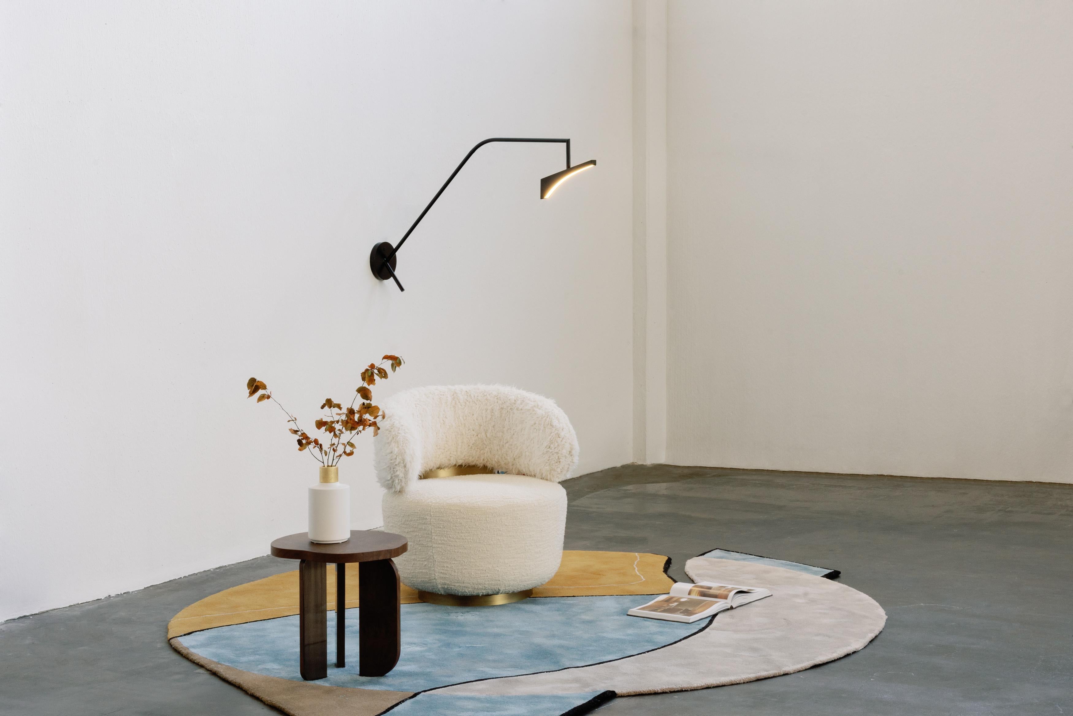 Contemporary Modern Caju Lounge Chair Armchair Bouclé Faux Fur Handmade Portugal Greenapple For Sale