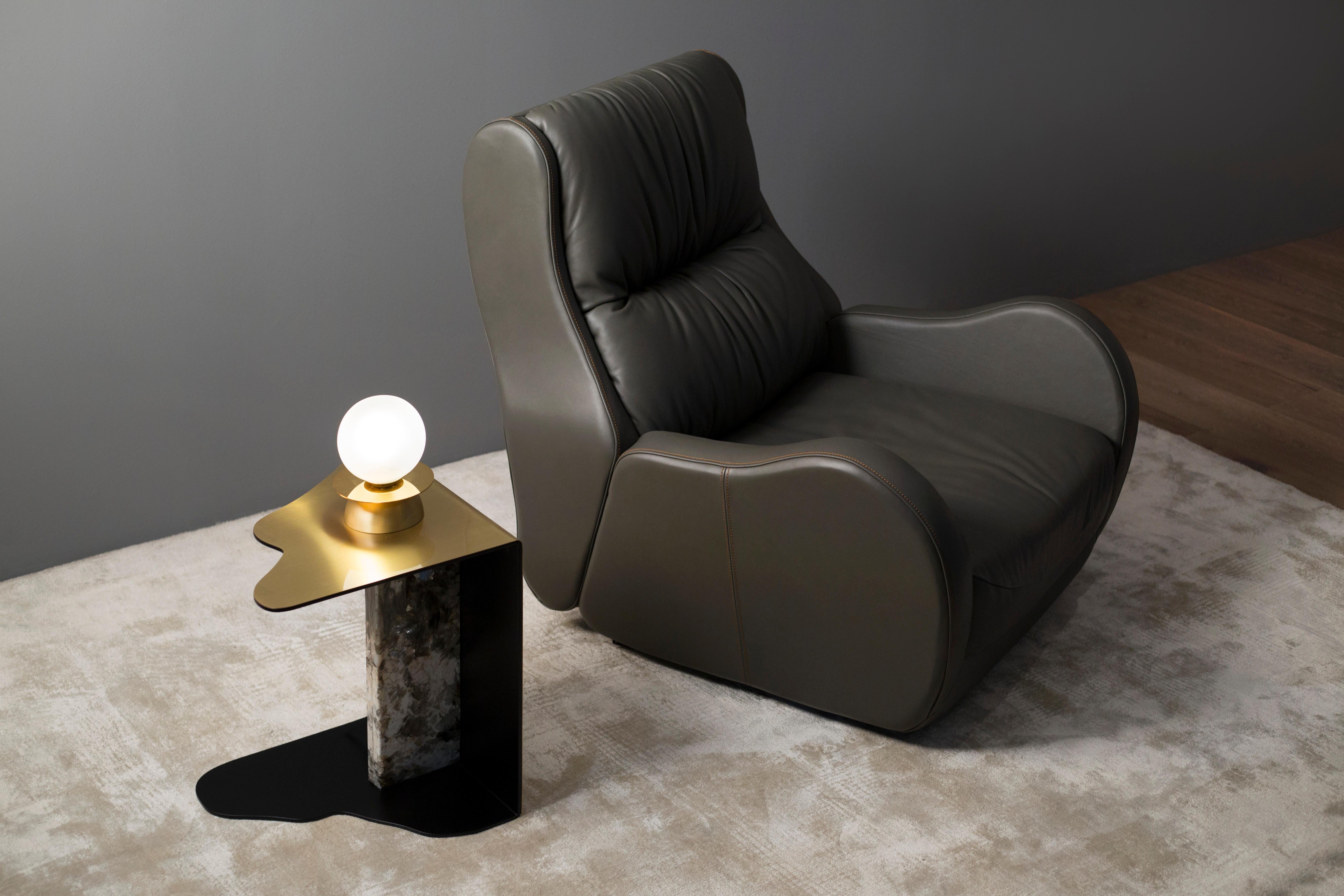 Portuguese Modern Capelinhos Lounge Chair, Swivel, Black, Handmade Portugal by Greenapple For Sale