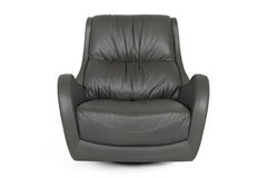 Modern Capelinhos Swivel Lounge Chair, Leather, Handmade Portugal by Greenapple