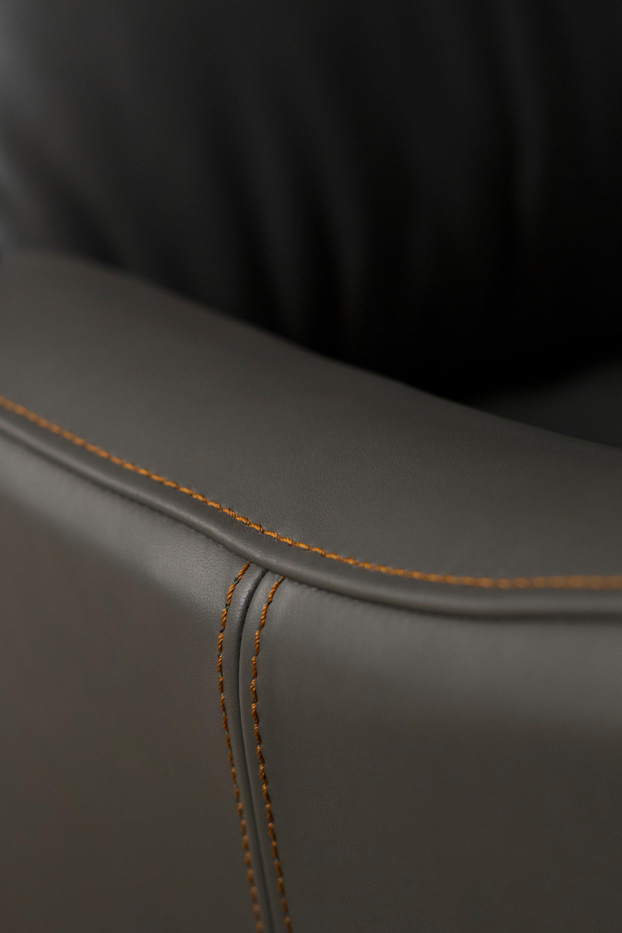 Modern Capelinhos Lounge Chair, Swivel, Leather, Handmade Portugal by Greenapple For Sale 7