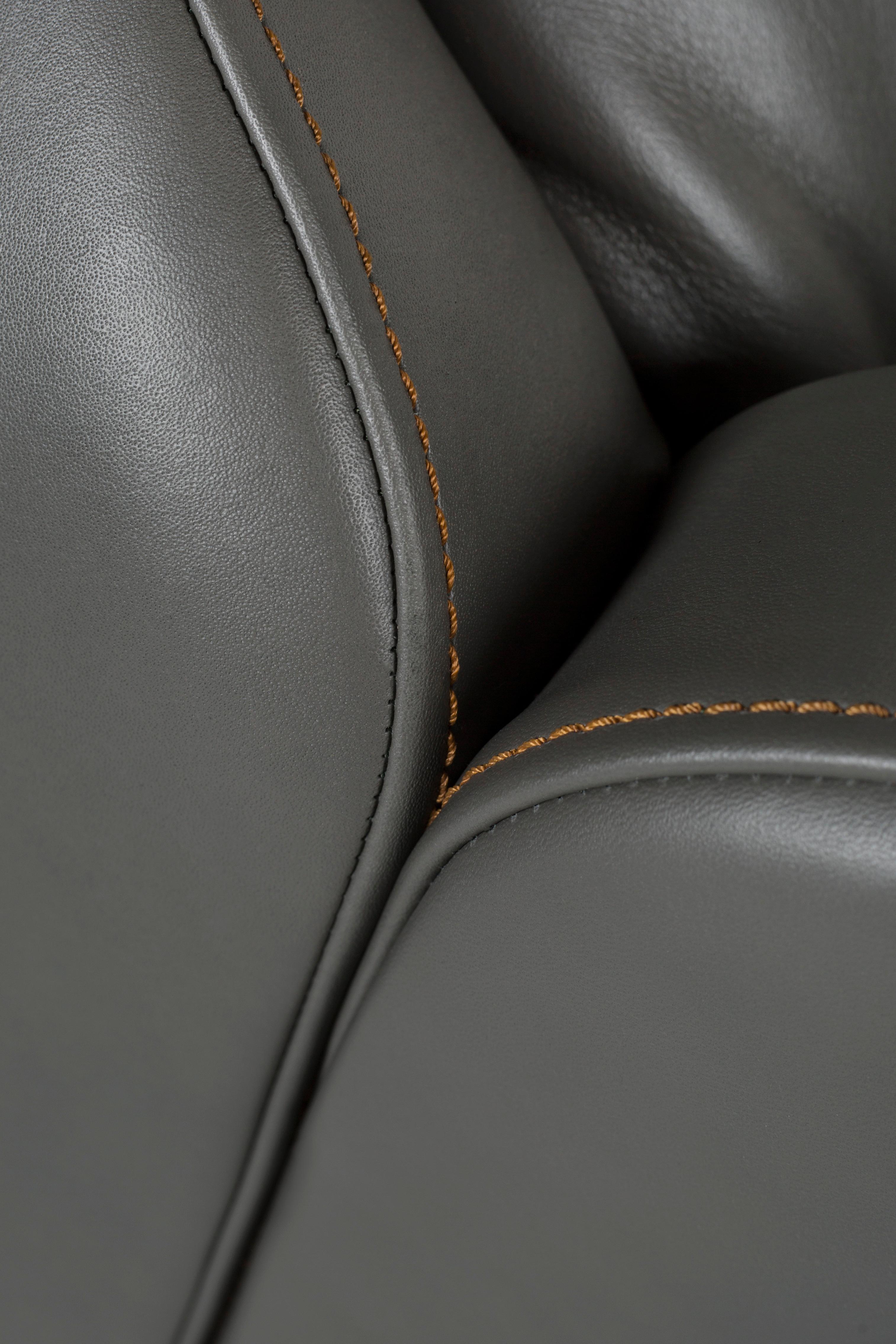 Modern Capelinhos Lounge Chair, Swivel, Leather, Handmade Portugal by Greenapple For Sale 4