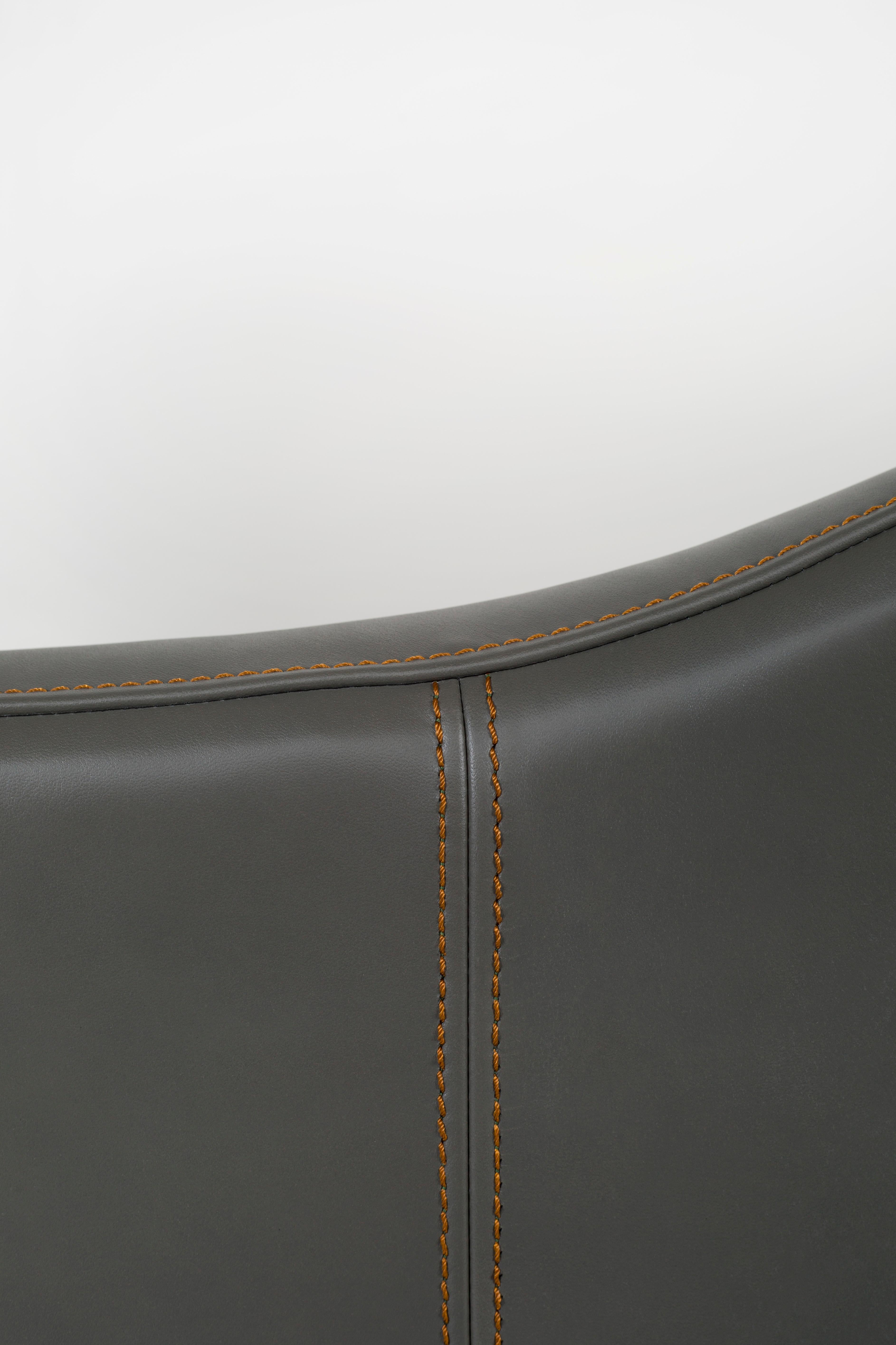 Modern Capelinhos Lounge Chair, Swivel, Leather, Handmade Portugal by Greenapple For Sale 6