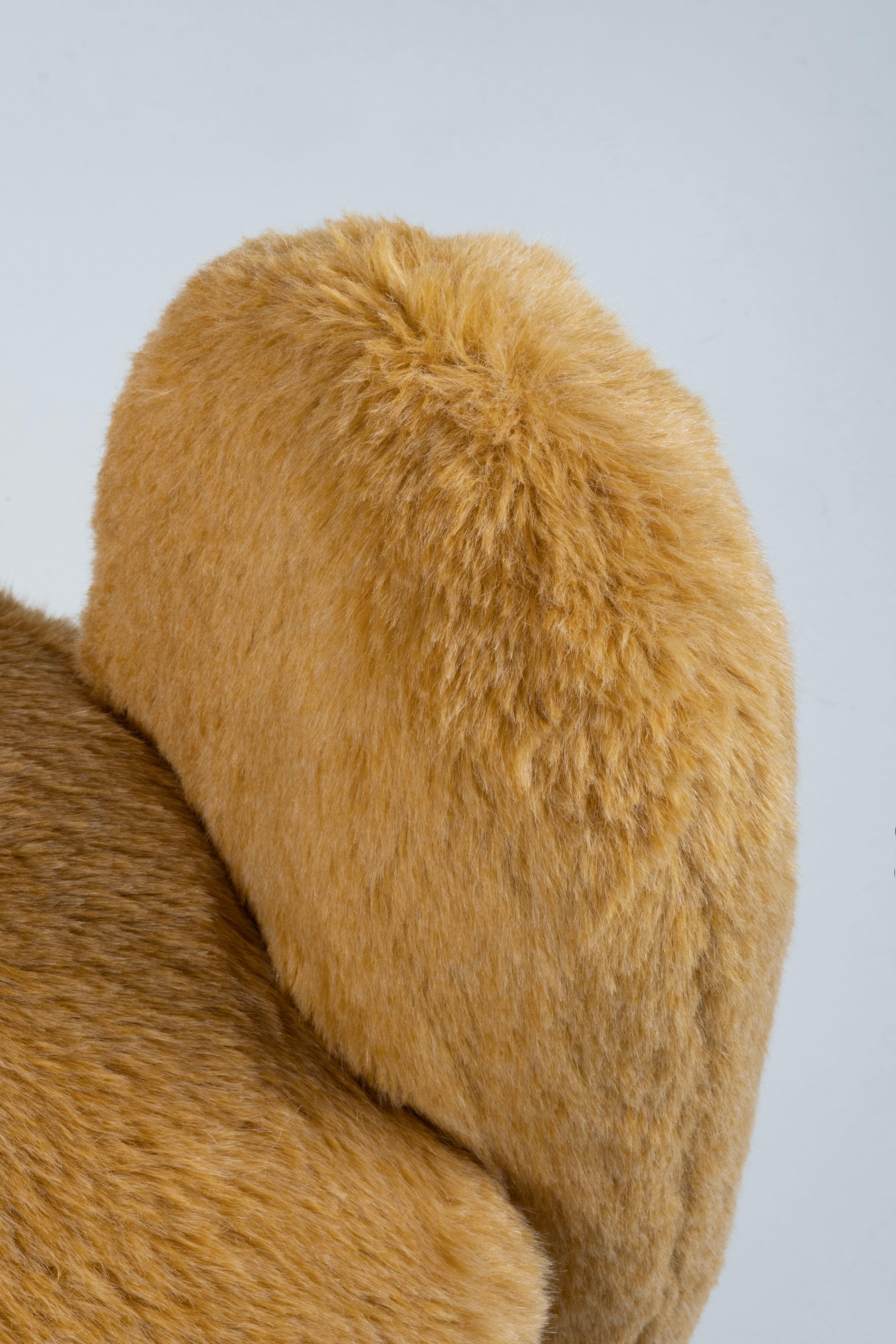 Modern Grass Armchair, Brown Faux Fur, Handmade Portugal by Greenapple For Sale 2