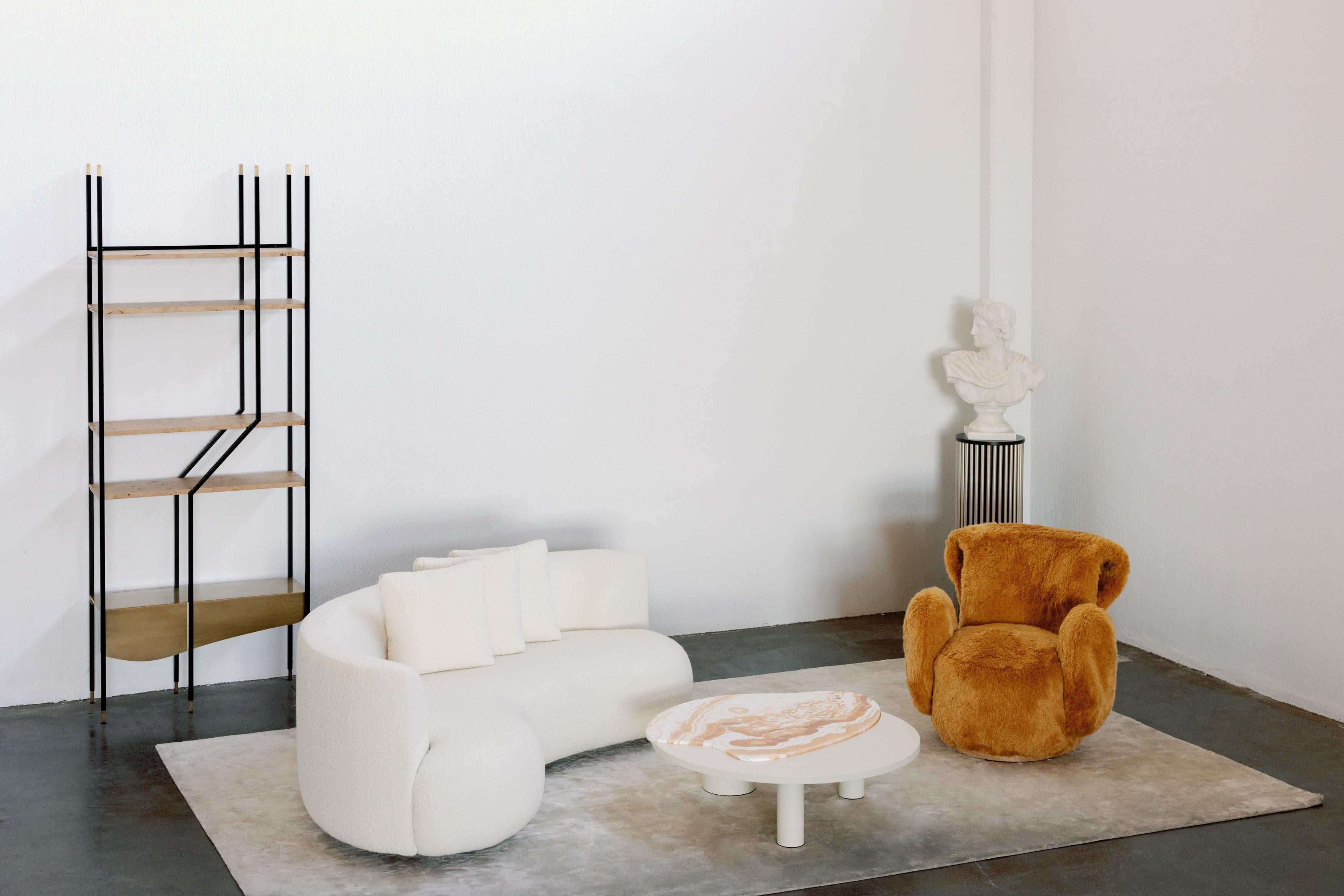 Modern Grass Armchair, Brown Faux Fur, Handmade Portugal by Greenapple For Sale 4