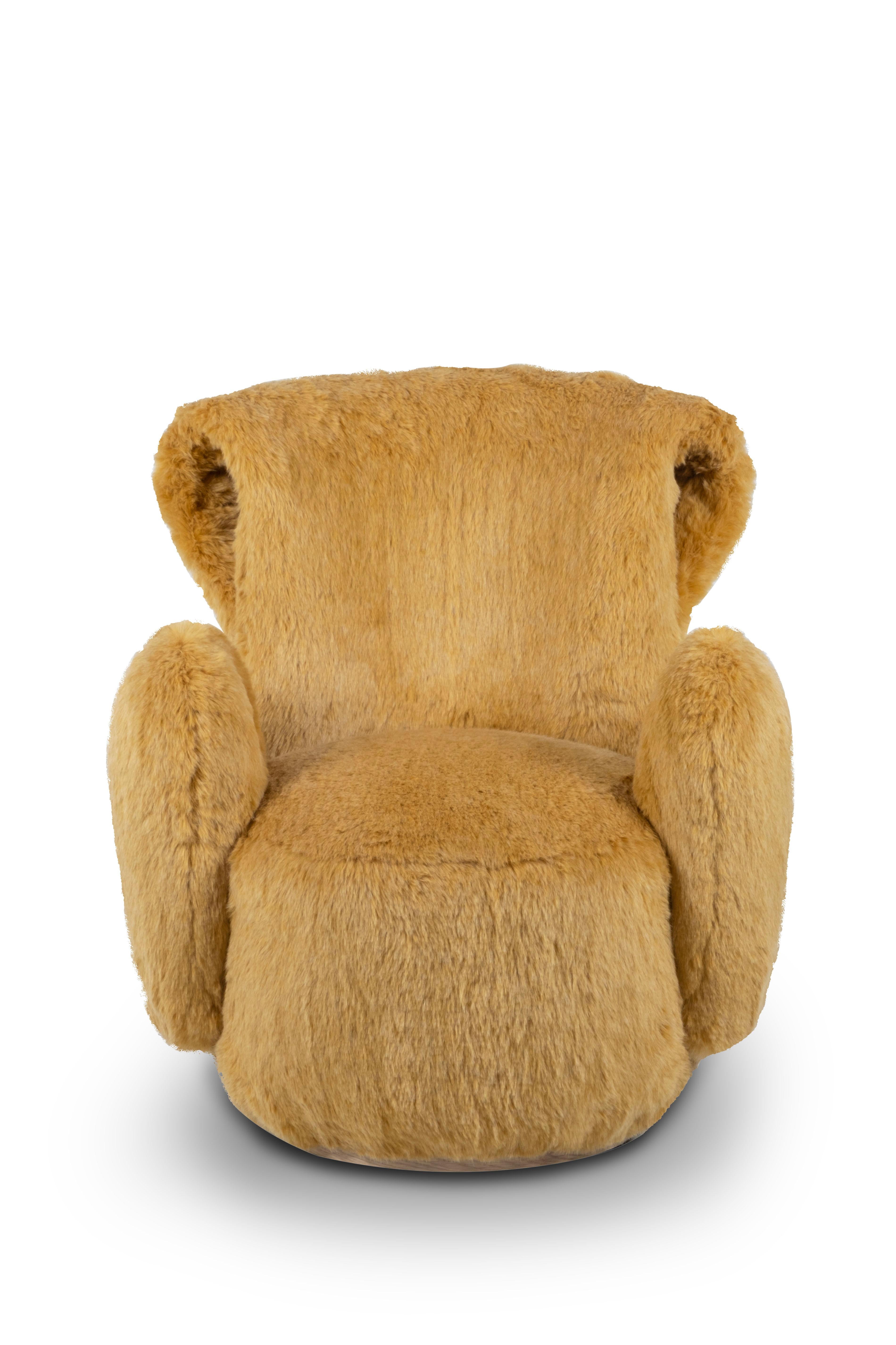 XXIe siècle et contemporain The Moderns Armchair, Brown Faux Fur, Handmade Portugal by Greenapple en vente