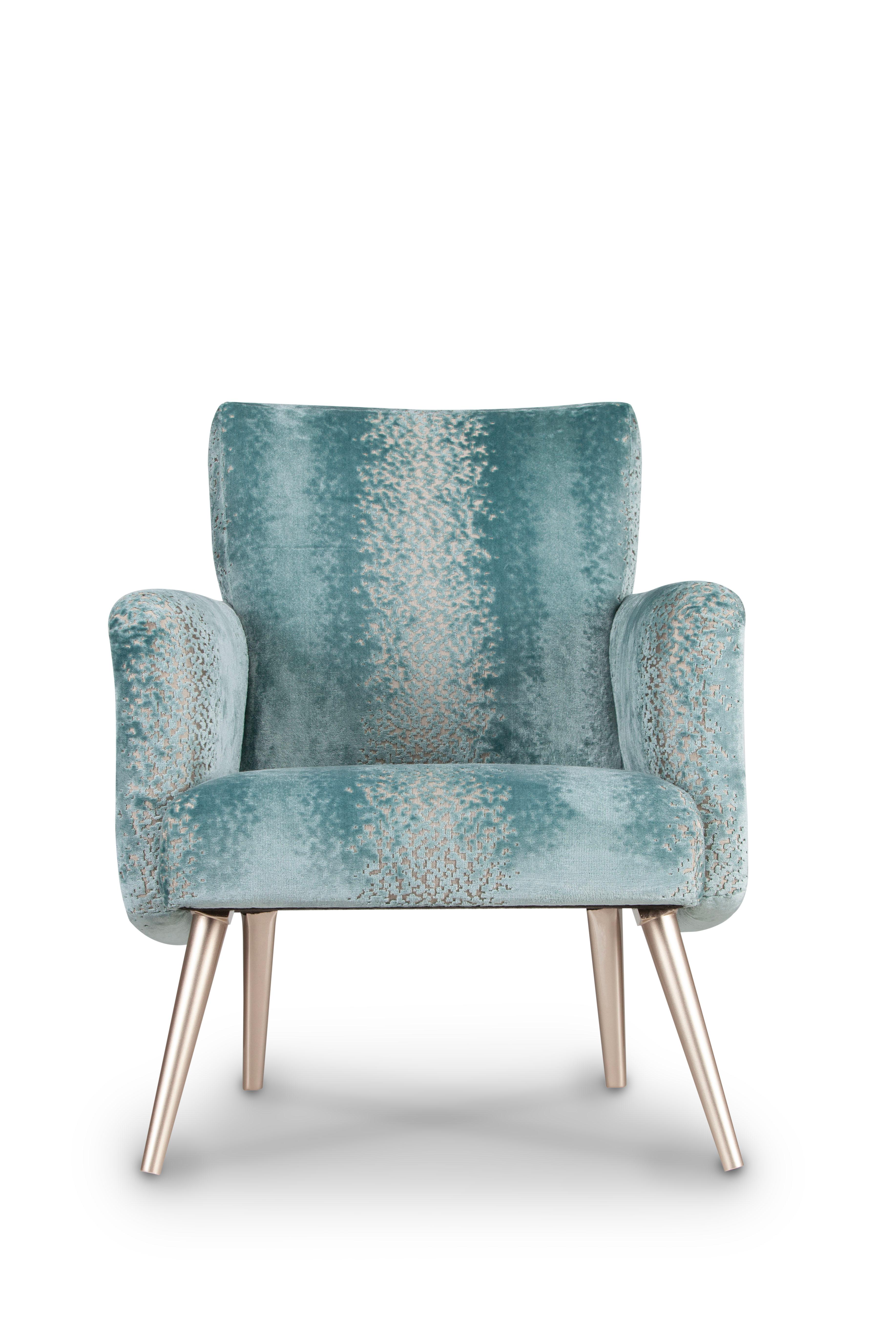 Art Deco Leo Sessel Lounge Chair Jacquard Samt Handmade Portugal Greenapple (Neoklassisch) im Angebot