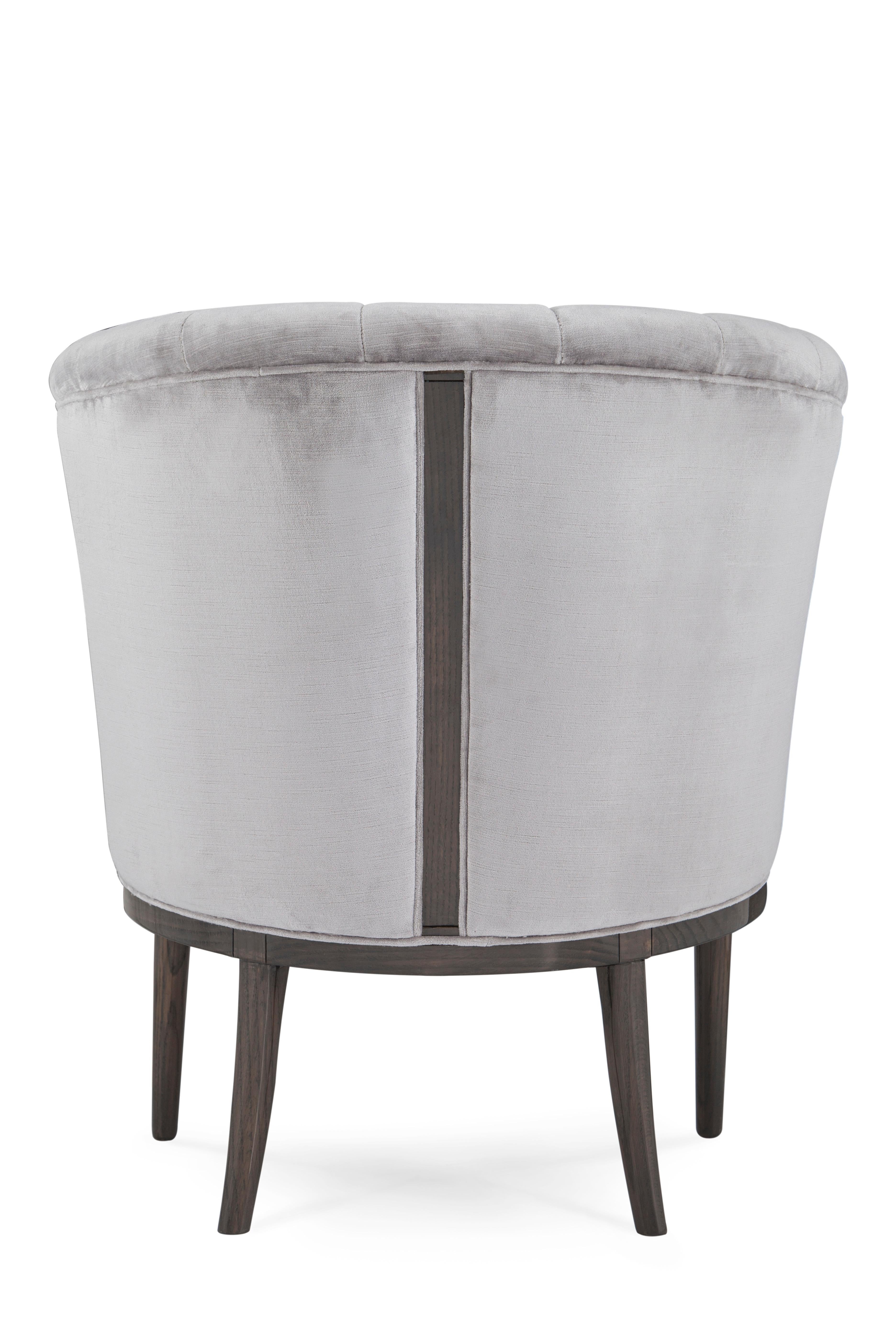 Contemporary Art Deco Lisboa Lounge Chair Grey Velvet Handmade in Portugal by Greenapple For Sale
