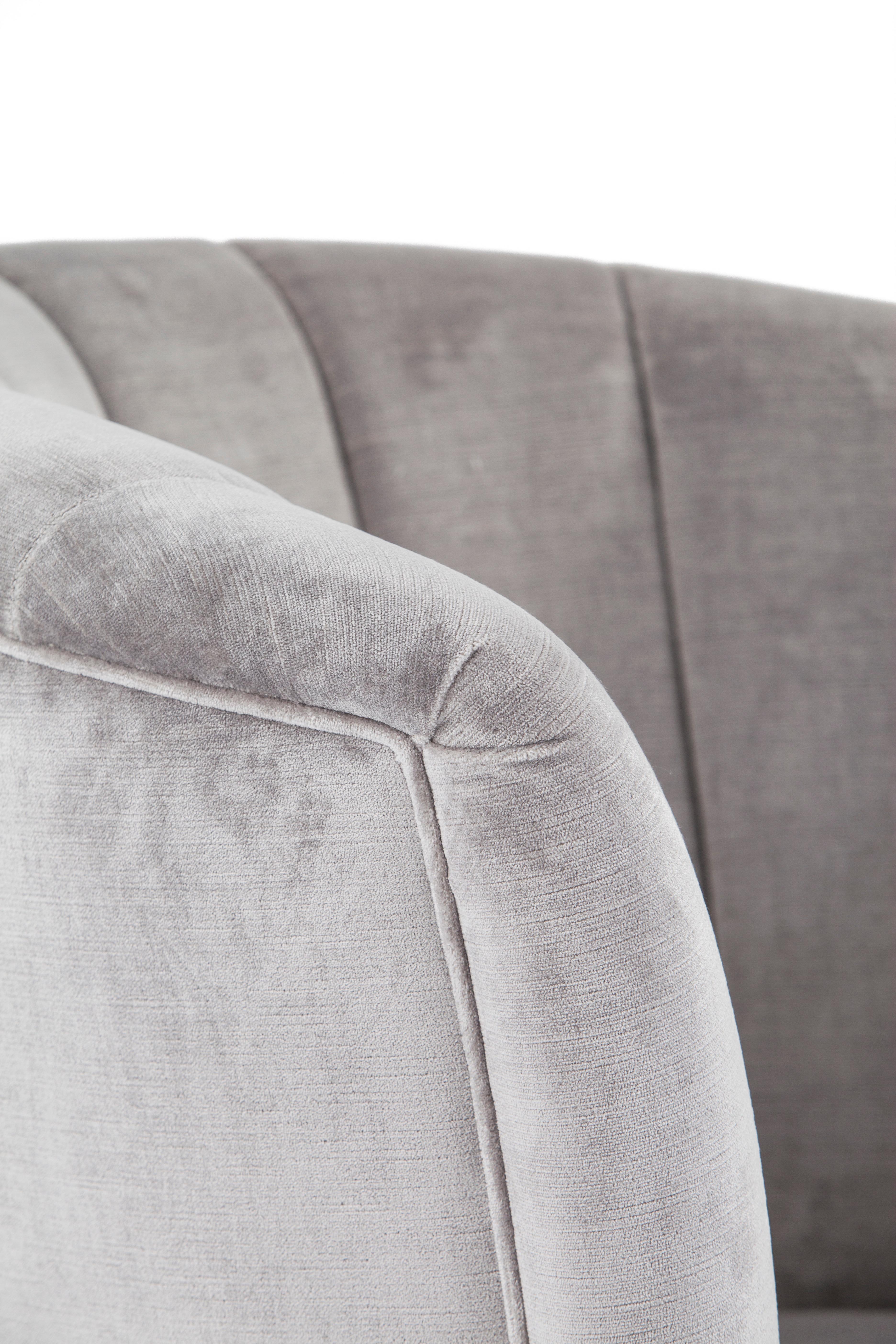 Art Deco Lisboa Lounge Chair Grey Velvet Handmade in Portugal by Greenapple For Sale 3