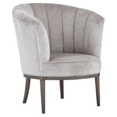Art Deco Lisboa Lounge Chair Grey Velvet Handmade in Portugal by Greenapple