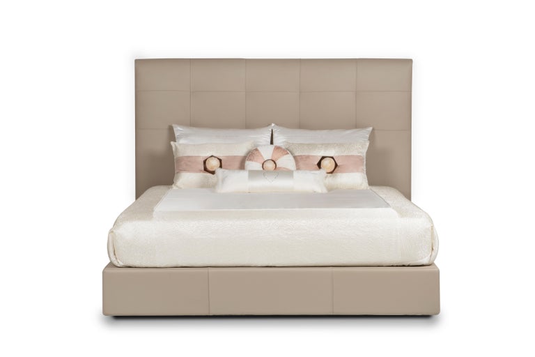Midnight Bed, Modern Collection, Handcrafted in Portugal - Europe by GF Modern.

Midnight is an elegant bed upholstered in beige, high quality Italian leather. It was designed to combine modern comfort with elegant details. The beige leather