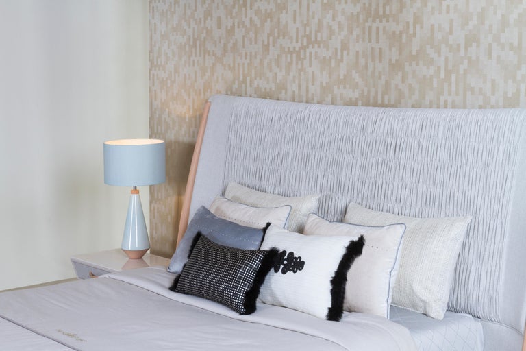 Velvet Greenapple Bed, Sinai Bed, Solid Beech & Beige, Handmade in Portugal For Sale