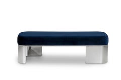 Modern Abadia Bed Stool Ottoman Navy Velvet Handmade in Portugal by Greenapple