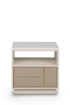 Mid-Century Modern Jensen Nightstand Bedside Table, Marble, Brass, by Greenapple