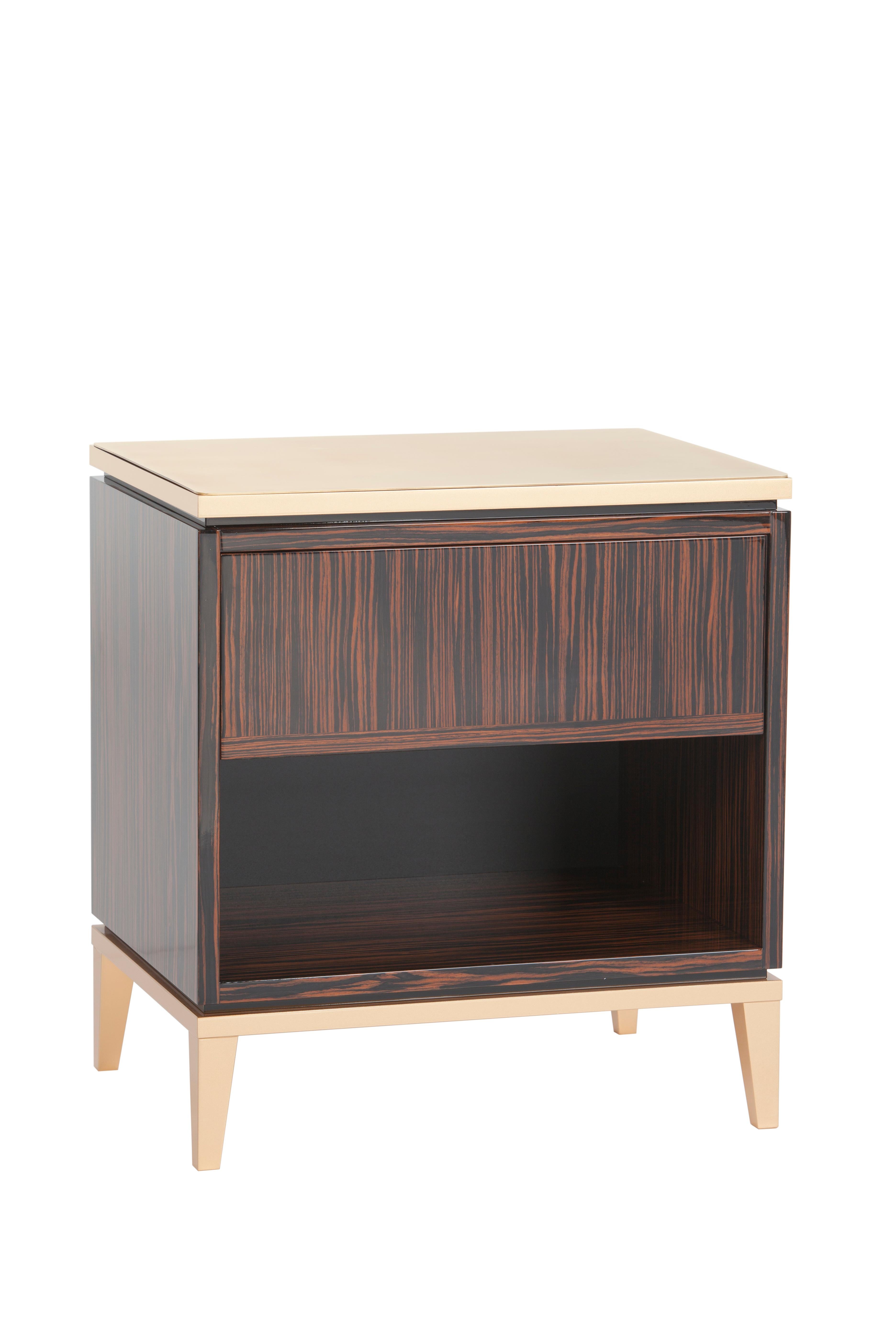 Modern Valquiria Bedside Table Ebony Brass Handmade Portugal Greenapple In New Condition For Sale In Lisboa, PT