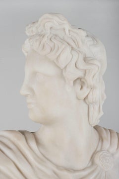 Scultura moderna del busto di Apolo in marmo Calacatta, fatta a mano in Portogallo Greenapple