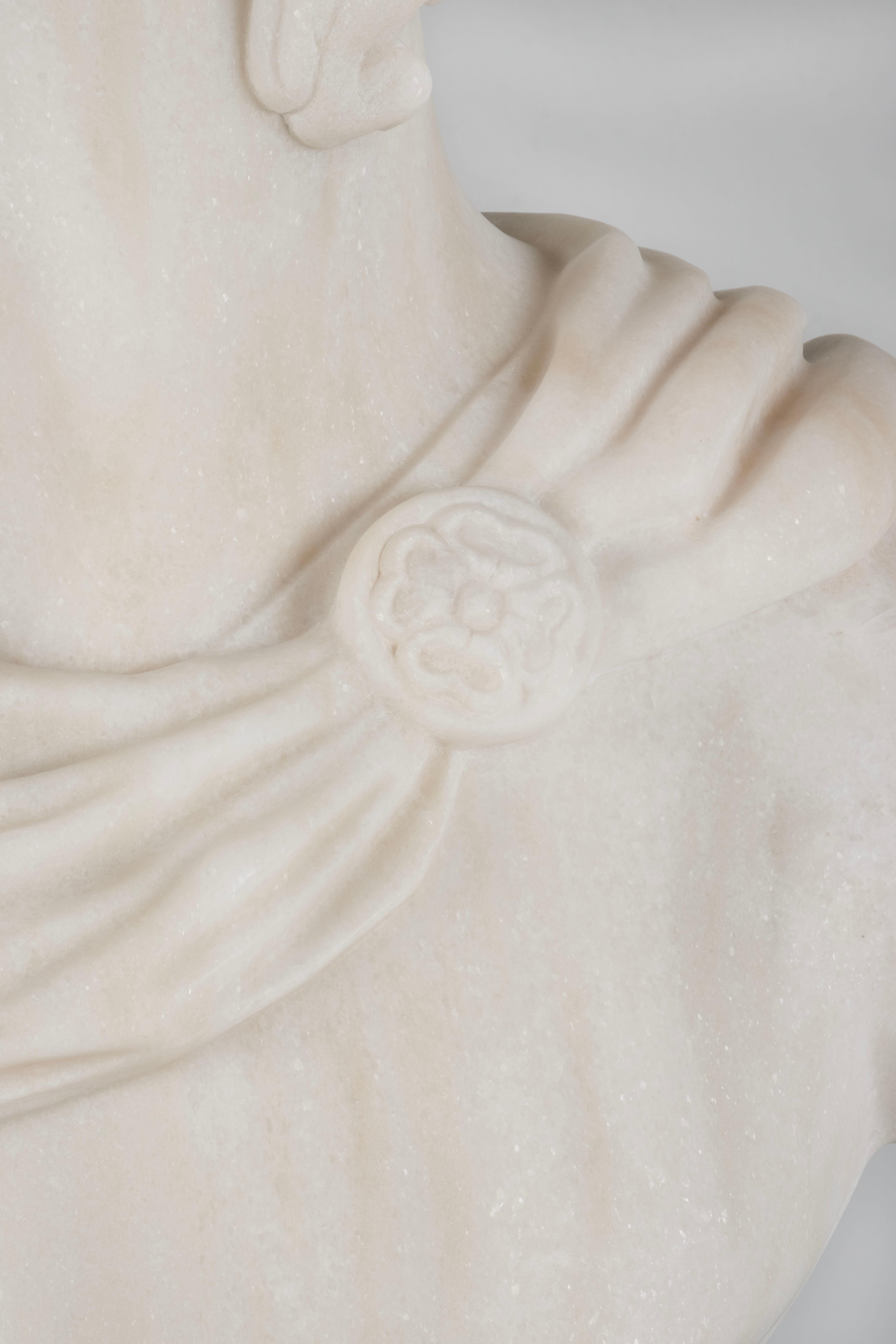 Modern Apolo Bust Sculpture Piece Calacatta Marble, Handmade Portugal Greenapple For Sale 1