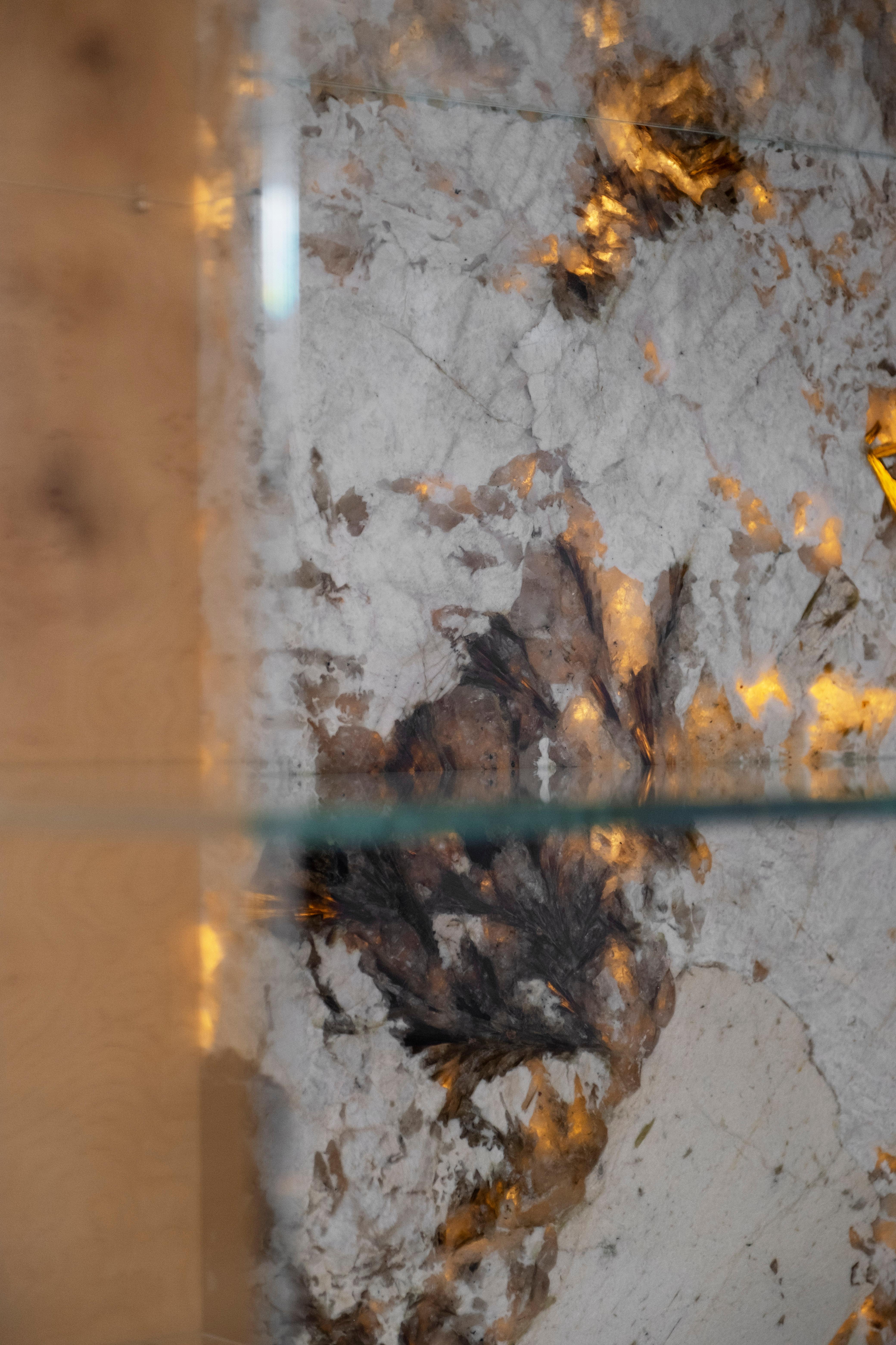 Glass Modern Penedo Bar Cabinet Patagonia Stone Handmade Portugal Greenapple For Sale